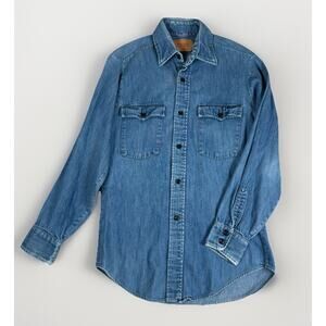 VTG Levi’s Denim Work Shirt Made USA Paper Tag Men's Size Small 60s 70s